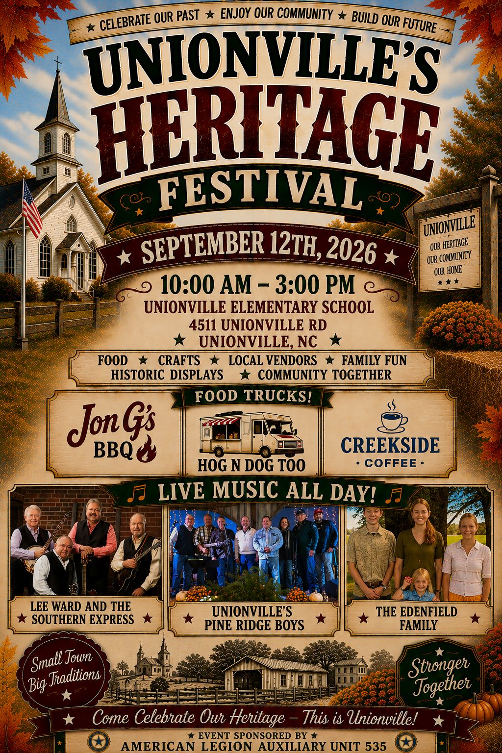 Unionville's Heritage Festival flyer to be held on Saturday, September 12, from 10 am until 3 pm.