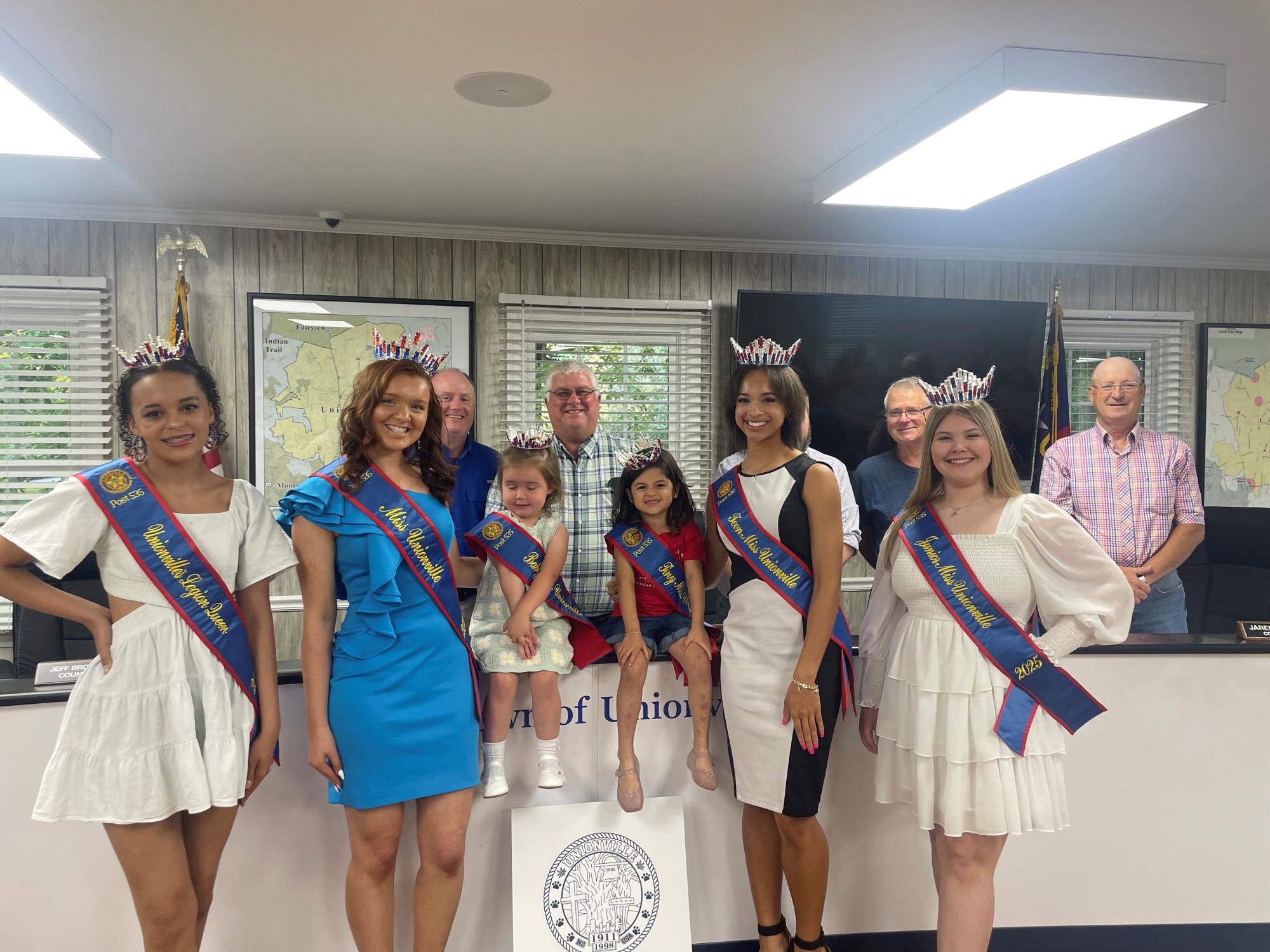 2025 Miss Unionville &amp; Her Court standing in front of Town Council.