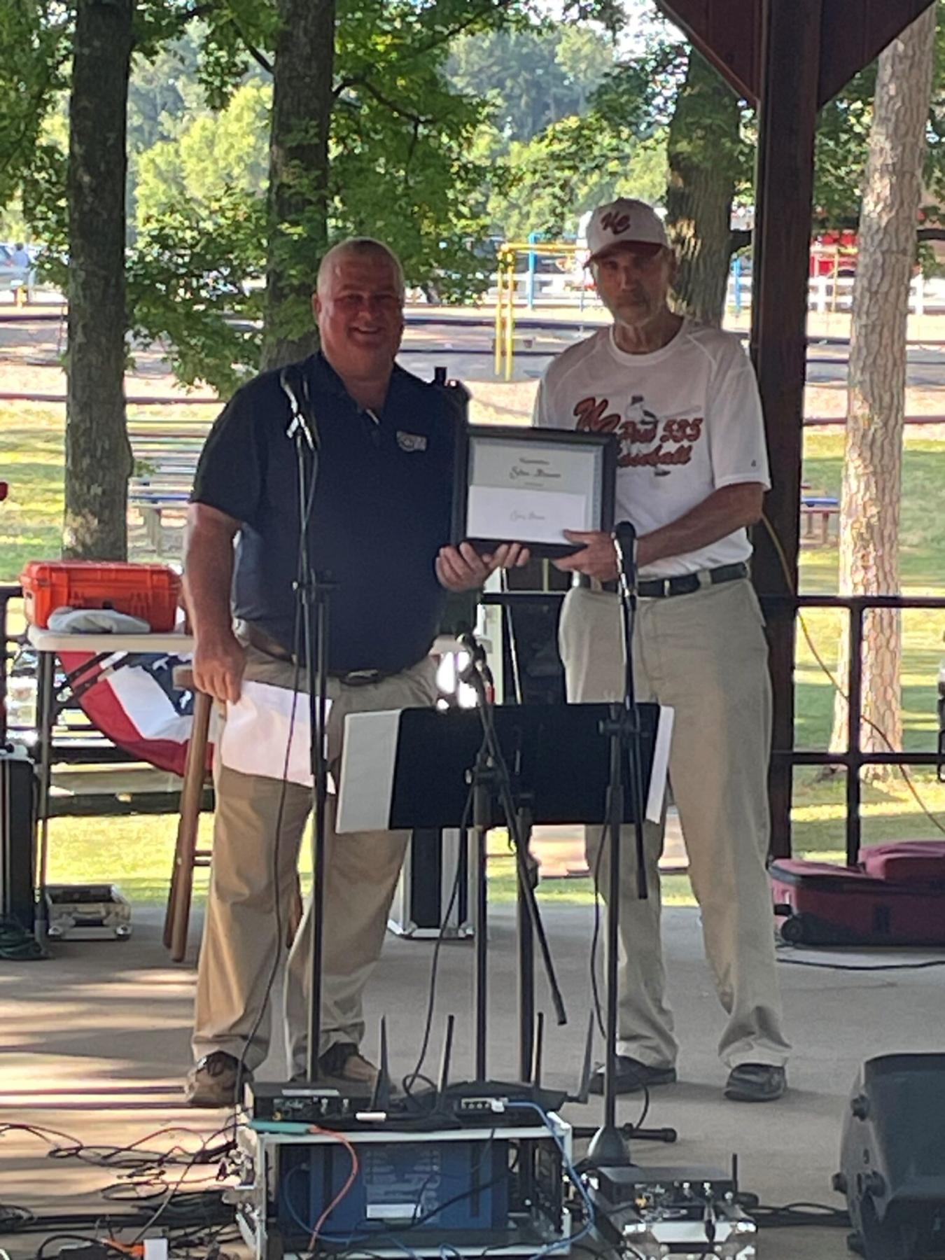 Former American Legion Post #535 Commander, John Brewer, with Mayor Baucom